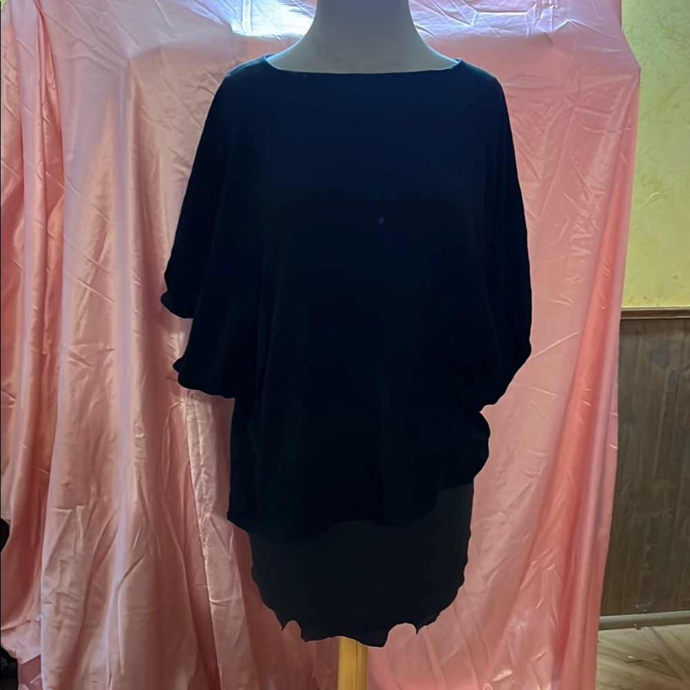 Cotton knit casual Black Batwing type shirt Sleeve Top from Japan